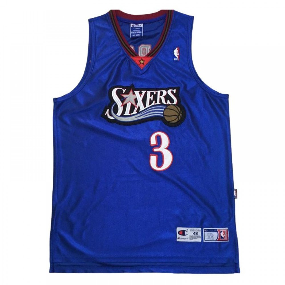 Philadelphia 76ers Allen Iverson #3 Throwback Blue Champions Jersey-Pro Kit Vault | Brand New 26/27 Sports Jerseys
